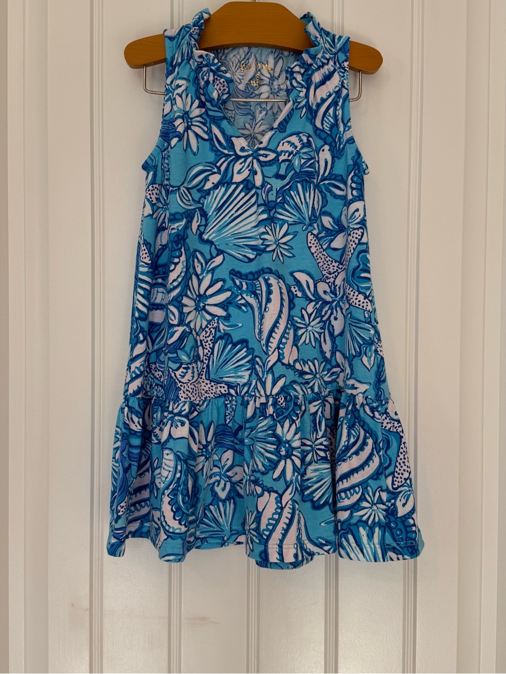 Lilly Pulitzer Girls Mini Malone Dress Amalfi Blue Sound The Sirens XS 2-3